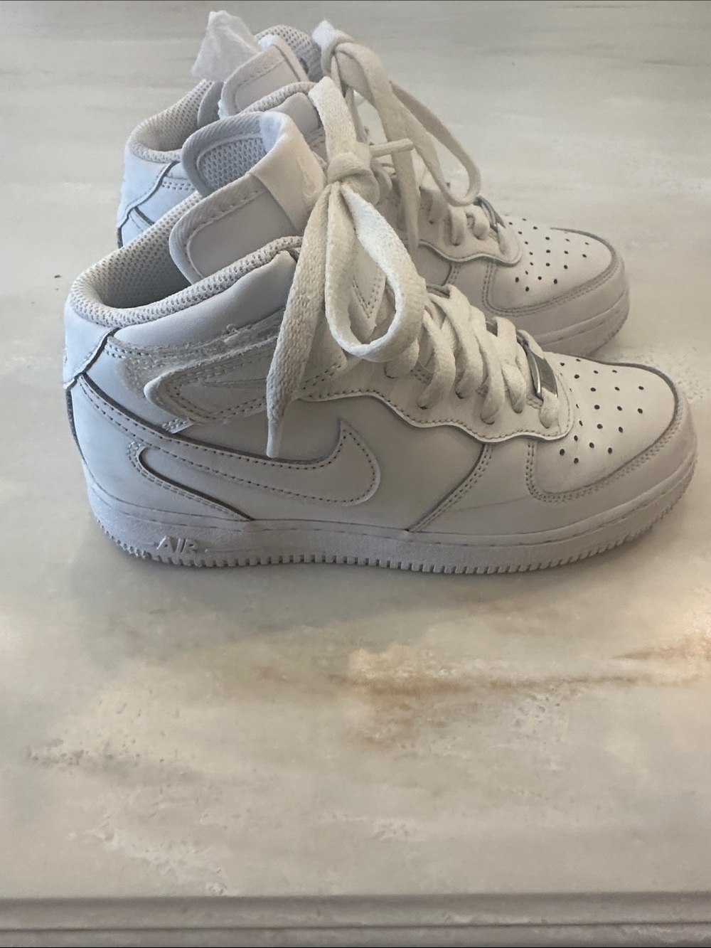 Kids Nike Air Force White High-Top Athletic Sneakers - Classic Style worn twice